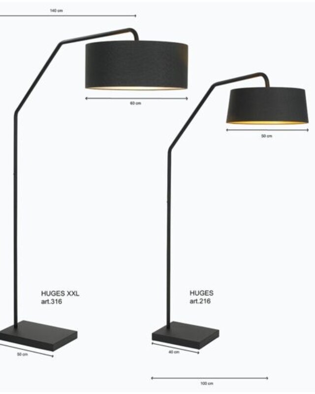 Frezoli Huges Vloerlamp XXL | Mat Zwart | H235 cm