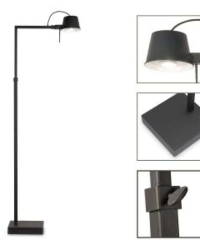 Frezoli Lacio Vloerlamp | Mat Zwart | H115-145 cm