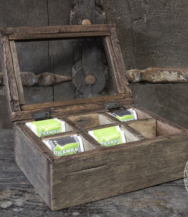 Be-Uniq Houten Theebox Lena | H10 x B24 x D18 cm