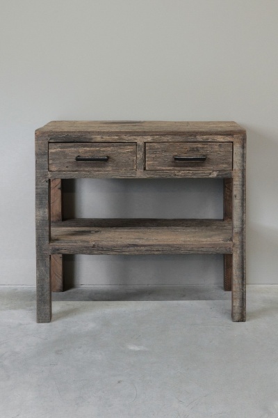 Be-Uniq Haltafel 2 Lades | Oud Hout | H80xB80xD35 cm