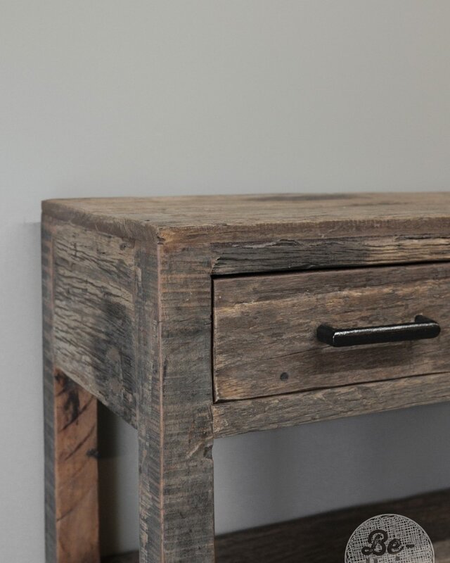 Be-Uniq Haltafel 2 Lades | Oud Hout | H80xB80xD35 cm