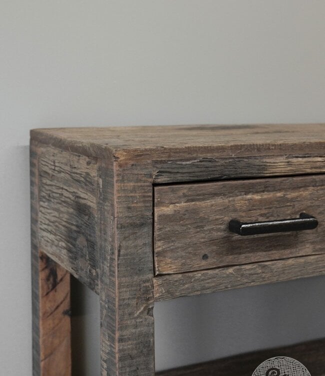 Be-Uniq Haltafel 2 Lades | Oud Hout | H80xB80xD35 cm