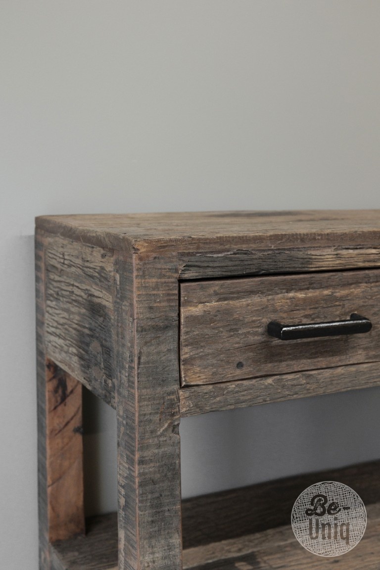 Be-Uniq Haltafel 2 Lades | Oud Hout | H80xB80xD35 cm