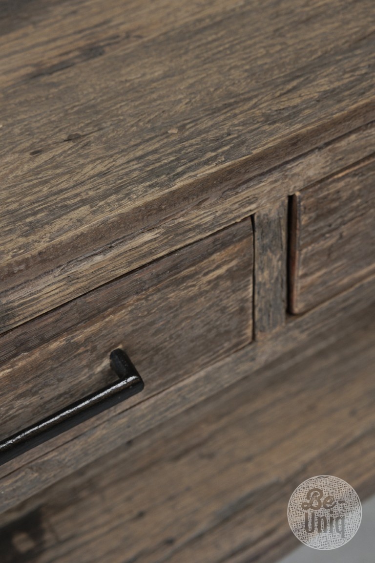 Be-Uniq Haltafel 2 Lades | Oud Hout | H80xB80xD35 cm