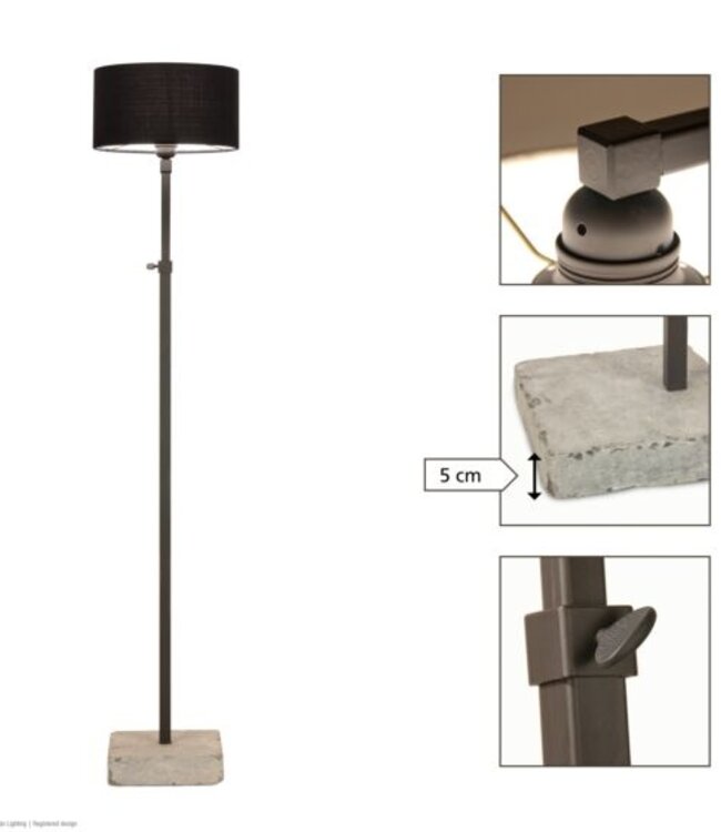 Frezoli Brunetto Vloerlamp | Mat Zwart | Hardstenen Voet