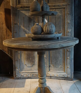 Rene Houtman Wijntafel/Bijzettafel | Oud Hout | H77 x D80 cm