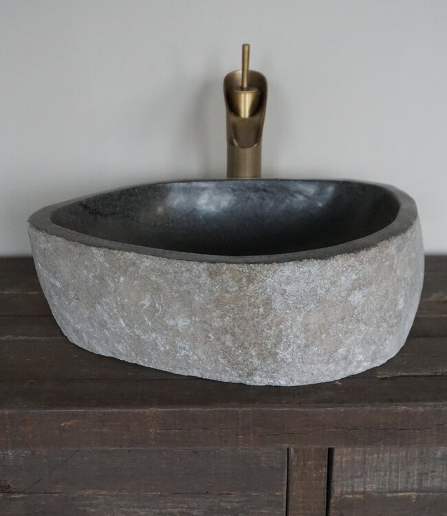 Rene Houtman Grote Stenen Waskom + Spoelgat | H14,5 x B47,5 x D38 cm
