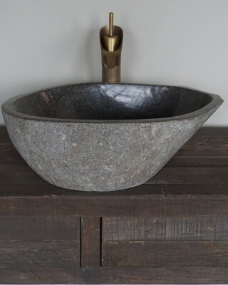 Rene Houtman Grote Stenen Waskom + Spoelgat | H14,5 x B47,5 x D40 cm
