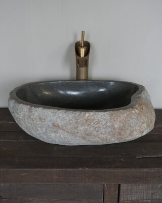 Rene Houtman Grote Stenen Waskom + Spoelgat | H14,5 x B46,5 x D38 cm