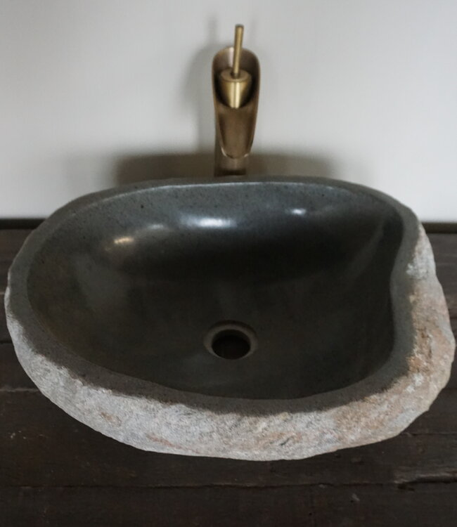 Rene Houtman Grote Stenen Waskom + Spoelgat | H14,5 x B46,5 x D38 cm