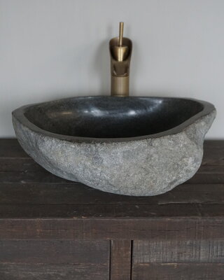 Rene Houtman Grote Stenen Waskom + Spoelgat | H14,5 x B45 x D37 cm