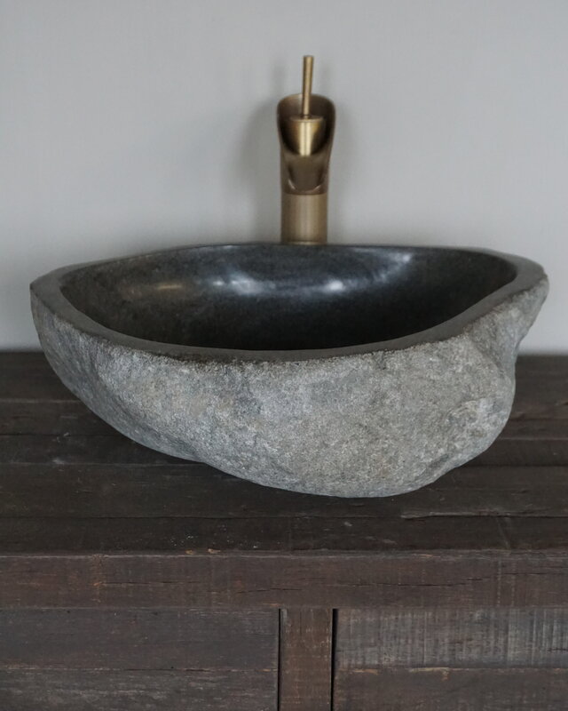 Rene Houtman Grote Stenen Waskom + Spoelgat | H14,5 x B45 x D37 cm