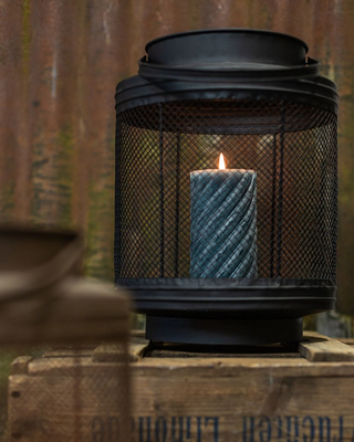 Countryfield Windlicht Lancy | L | Zwart | H31,5 x D23,5 cm
