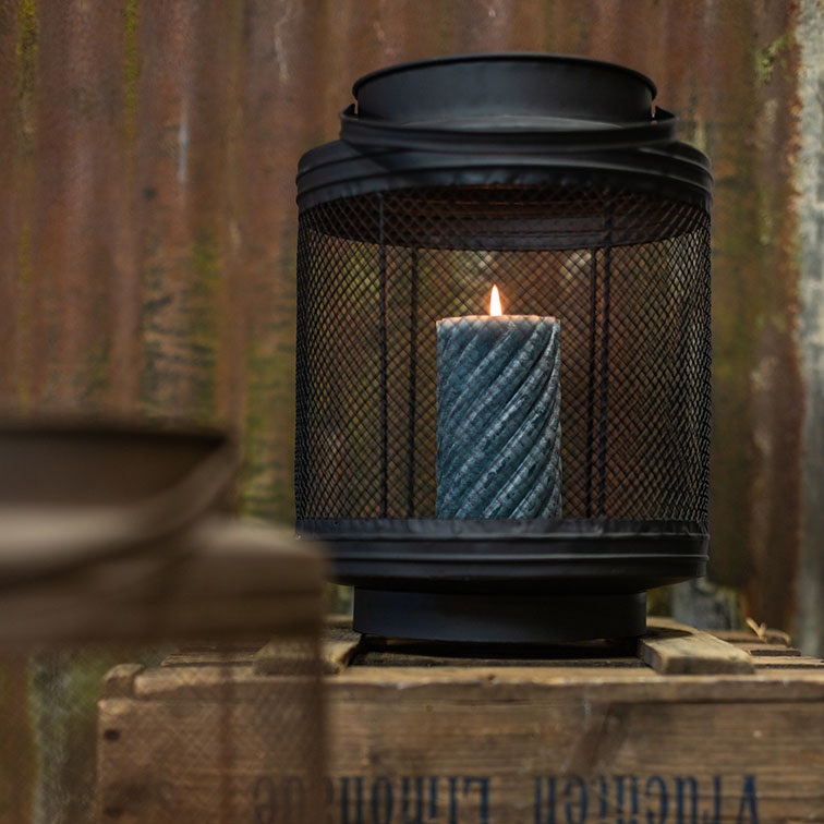 Countryfield Windlicht Lancy | L | Zwart | H31,5 x D23,5 cm