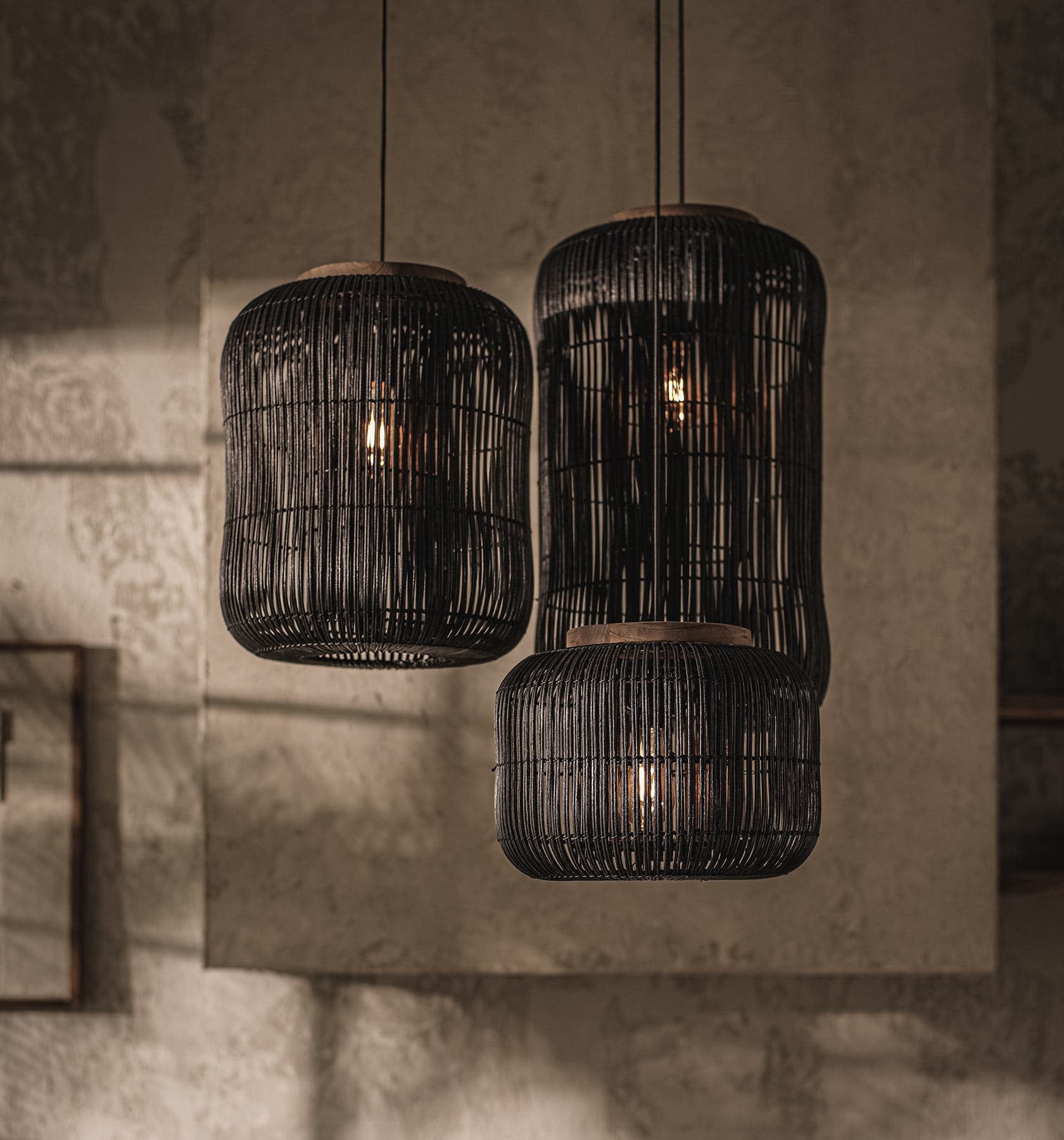 D-Bodhi Barrel Hanglamp | Charcoal | H43 x D35 cm