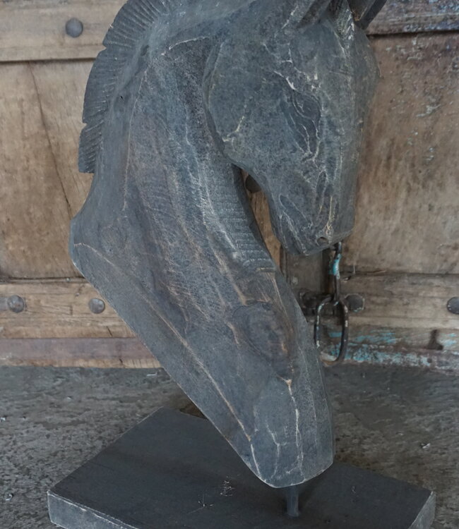 Luksa Home Collection Paardenhoofd Op IJzeren Standaard | 50x30x20 cm