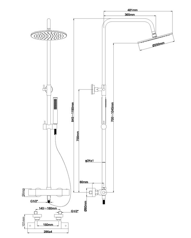 Wiesbaden Caral Thermostatische Regendoucheset | Geborsteld Brons Koper