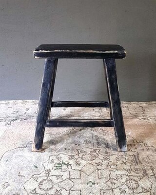 Luksa Home Collection Houten Kruk | Rechthoekig | Zwart