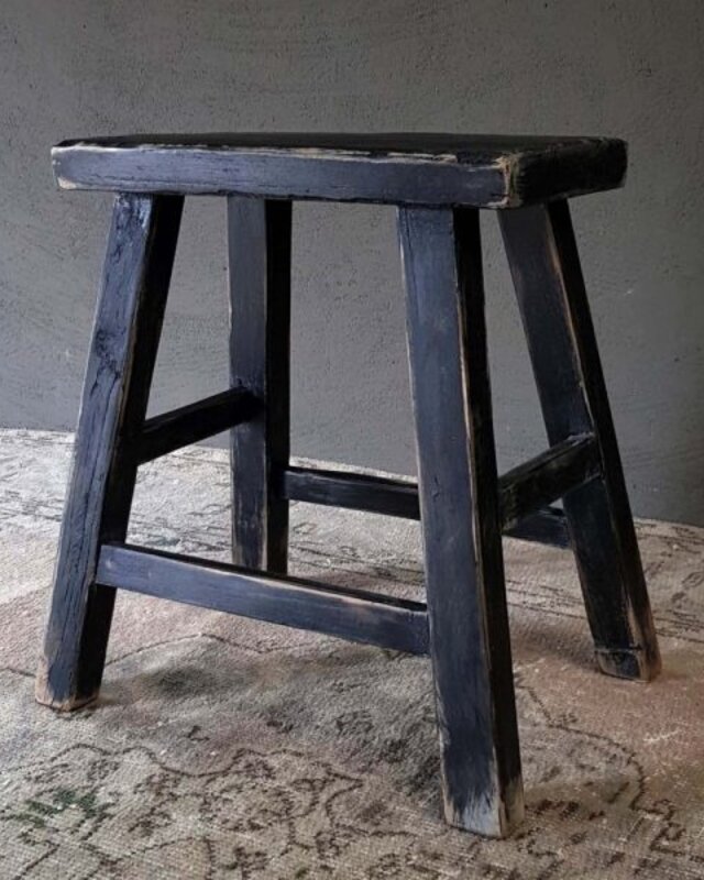 Luksa Home Collection Houten Kruk | Rechthoekig | Zwart