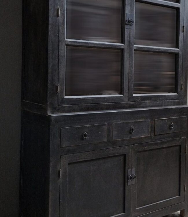 Luksa Home Collection Vitrinekast Brita | Vintage Black | H220 x B120 x D47 cm