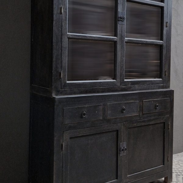Luksa Home Collection Vitrinekast Brita | Vintage Black | H220 x B120 x D47 cm