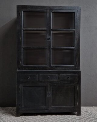 Luksa Home Collection Vitrinekast Brita | Vintage Black | H220 x B120 x D47 cm
