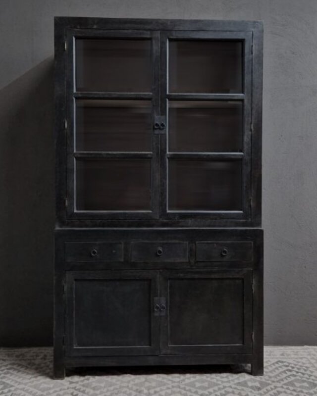Luksa Home Collection Vitrinekast Brita | Vintage Black | H220 x B120 x D47 cm