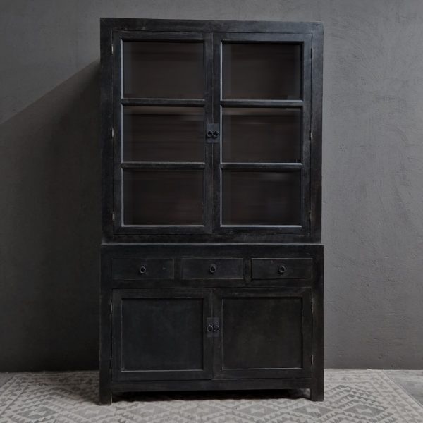 Luksa Home Collection Vitrinekast Brita | Vintage Black | H220 x B120 x D47 cm