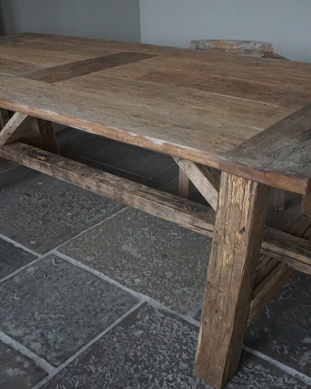 Rene Houtman Eetkamertafel Twan | Oud Eikenhout | B220 x D100 cm