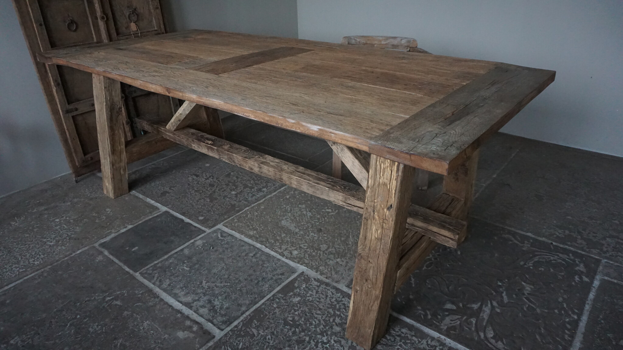 Rene Houtman Eetkamertafel Twan | Oud Eikenhout | B220 x D100 cm