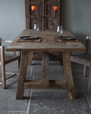 Rene Houtman Eetkamertafel Twan | Oud Eikenhout | B220 x D100 cm
