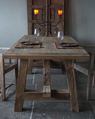 Rene Houtman Eetkamertafel Teun | Oud Eikenhout | B220 x D100 cm