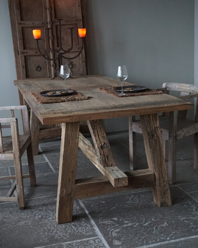 Rene Houtman Eetkamertafel Teun | Oud Eikenhout | B220 x D100 cm