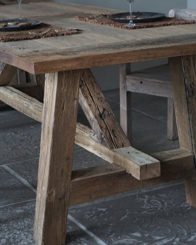 Rene Houtman Eetkamertafel Teun | Oud Eikenhout | B220 x D100 cm