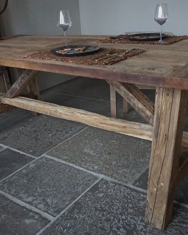 Rene Houtman Eetkamertafel Teun | Oud Eikenhout | B220 x D100 cm