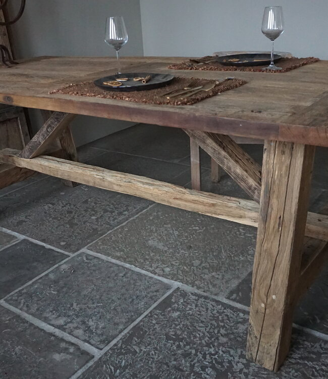 Rene Houtman Eetkamertafel Teun | Oud Eikenhout | B220 x D100 cm