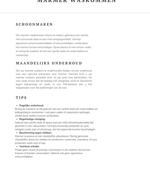 Loutro Bathroomware Onderhoud Set | Marmeren Waskommen