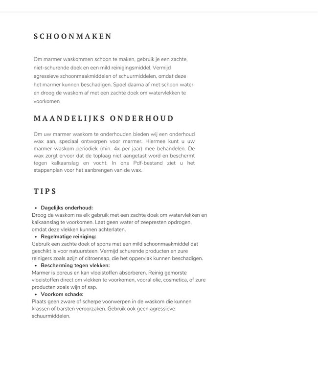 Loutro Bathroomware Onderhoud Set | Marmeren Waskommen