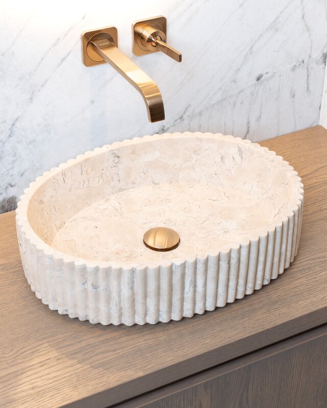 Loutro Bathroomware Waskom Irini Ovaal | Marmer | H12 x B50 x D38 cm