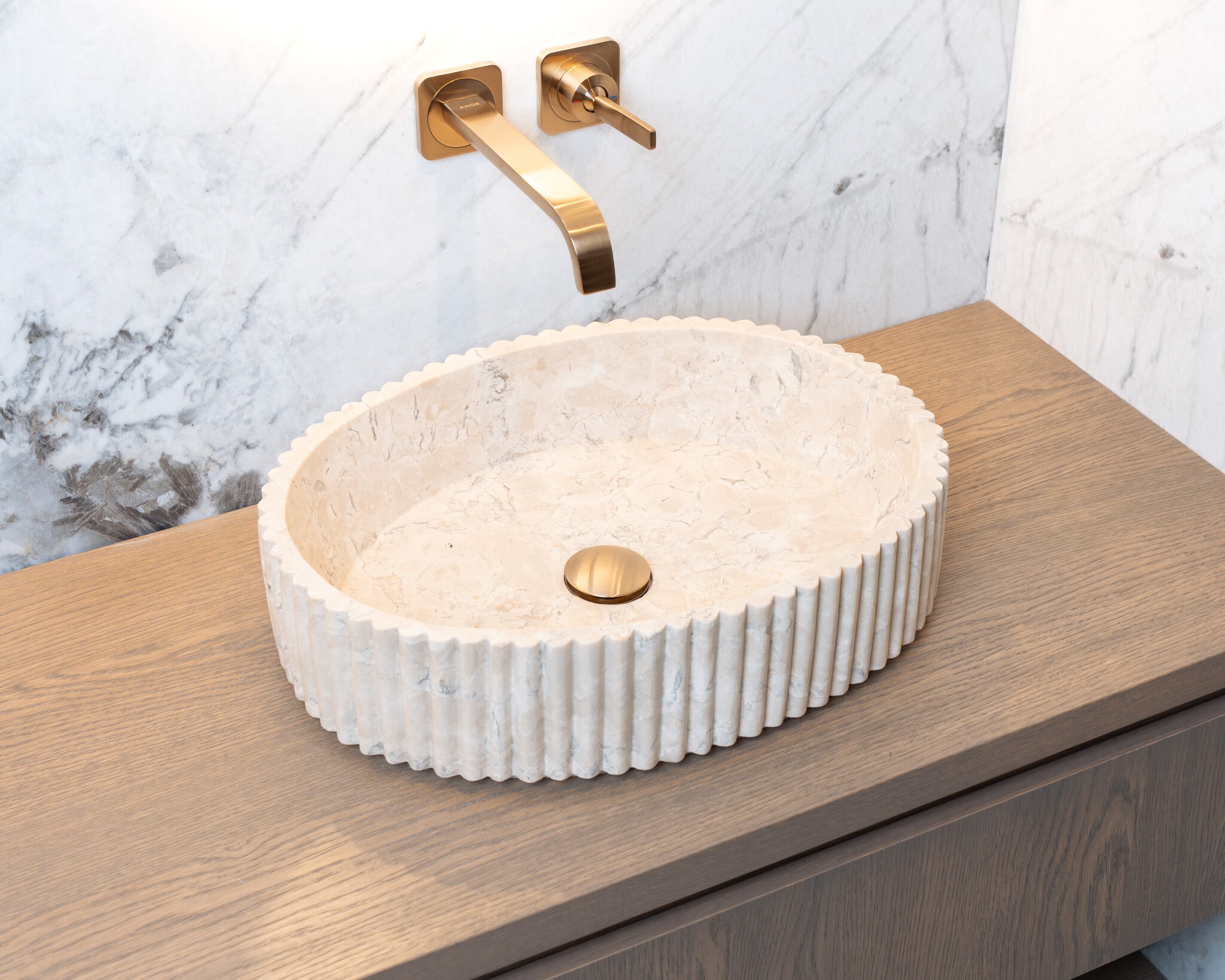 Loutro Bathroomware Waskom Irini Ovaal | Marmer | H12 x B50 x D38 cm