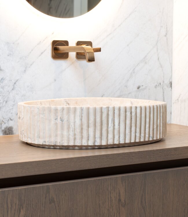Loutro Bathroomware Waskom Irini Ovaal | Marmer | H12 x B50 x D38 cm