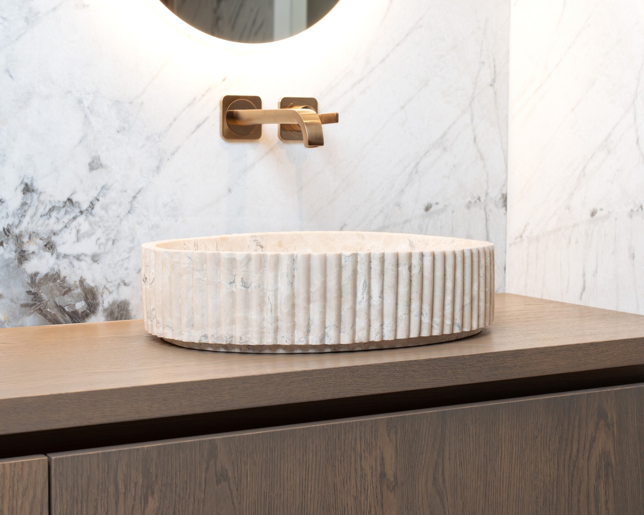 Loutro Bathroomware Waskom Irini Ovaal | Marmer | H12 x B50 x D38 cm