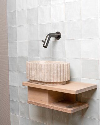 Loutro Bathroomware Waskom Irini Ovaal Mini | Marmer | H12 x B30 x D20 cm