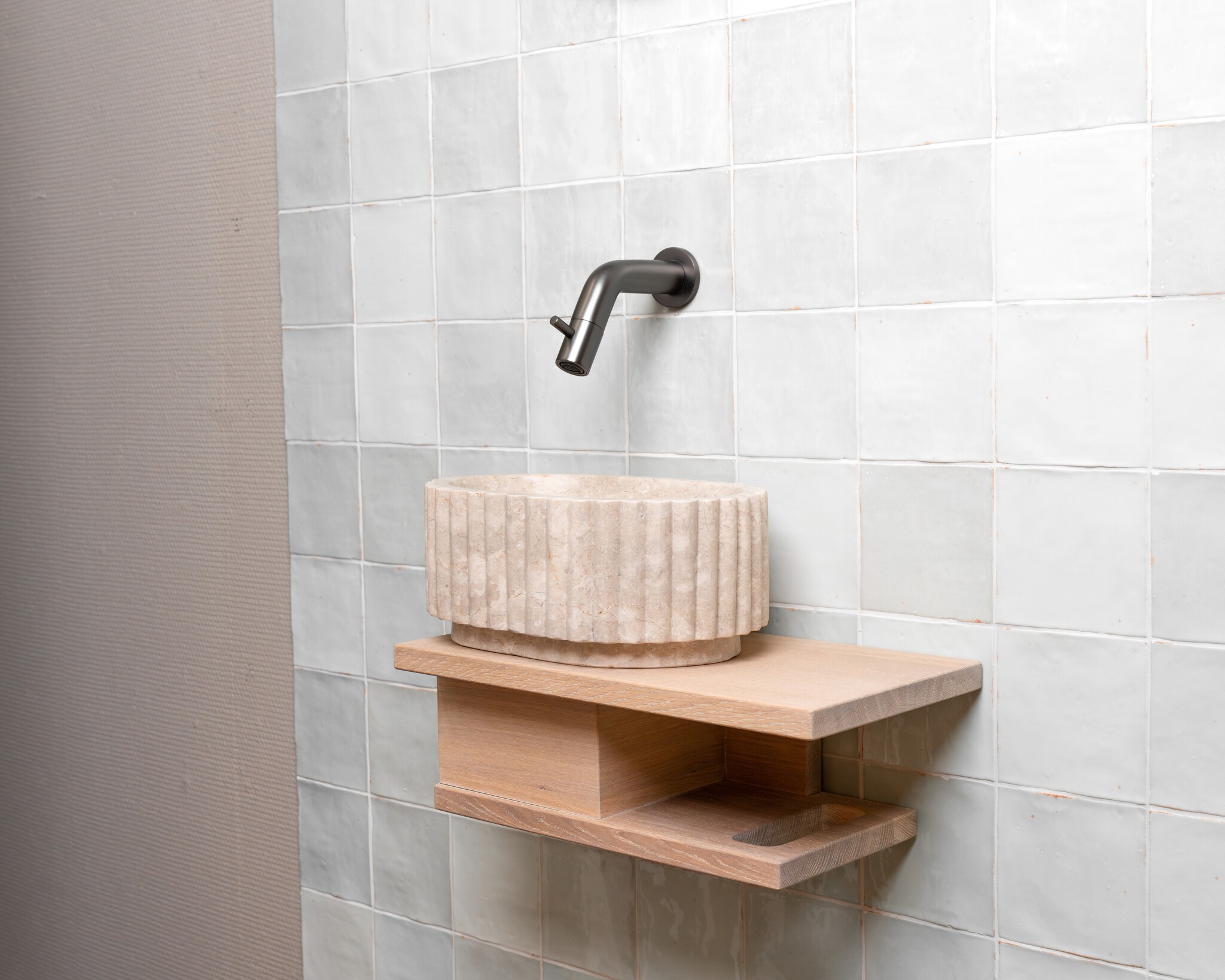 Loutro Bathroomware Waskom Irini Ovaal Mini | Marmer | H12 x B30 x D20 cm