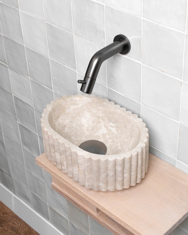Loutro Bathroomware Waskom Irini Ovaal Mini | Marmer | H12 x B30 x D20 cm