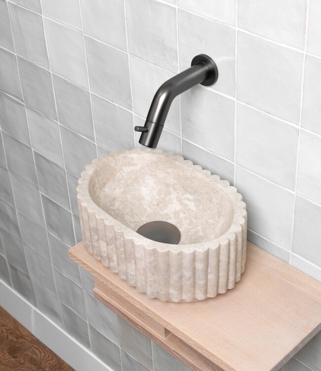 Loutro Bathroomware Waskom Irini Ovaal Mini | Marmer | H12 x B30 x D20 cm