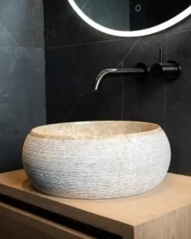 Loutro Bathroomware Waskom Rocky | Marmer | H15 x Ø40 cm | 3 Kleuren