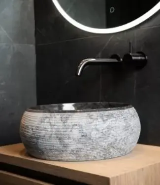 Loutro Bathroomware Waskom Rocky | Marmer | H15 x Ø40 cm | 3 Kleuren