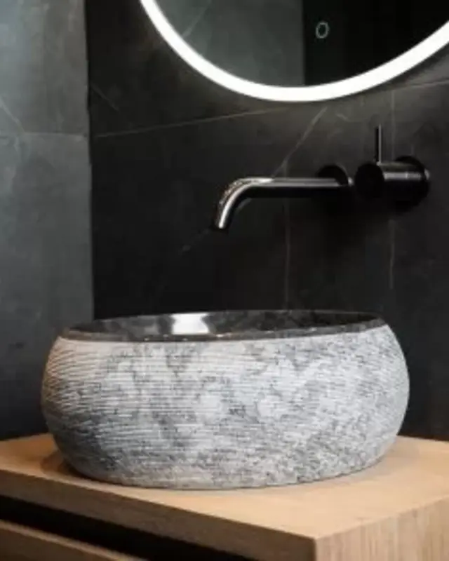 Loutro Bathroomware Waskom Rocky | Marmer | H15 x Ø40 cm | 3 Kleuren