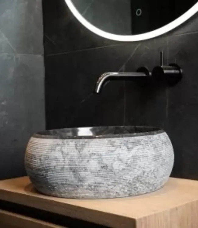Rene Houtman Waskom Rocky | Marmer | H15 x Ø40 cm | 3 Kleuren